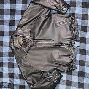St. John's Bay.  Leather Bomber jacket.  Never-worn.  Full-zip.  Men's size XL